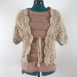 Arden B. Size XS Cream & Pink Shrug